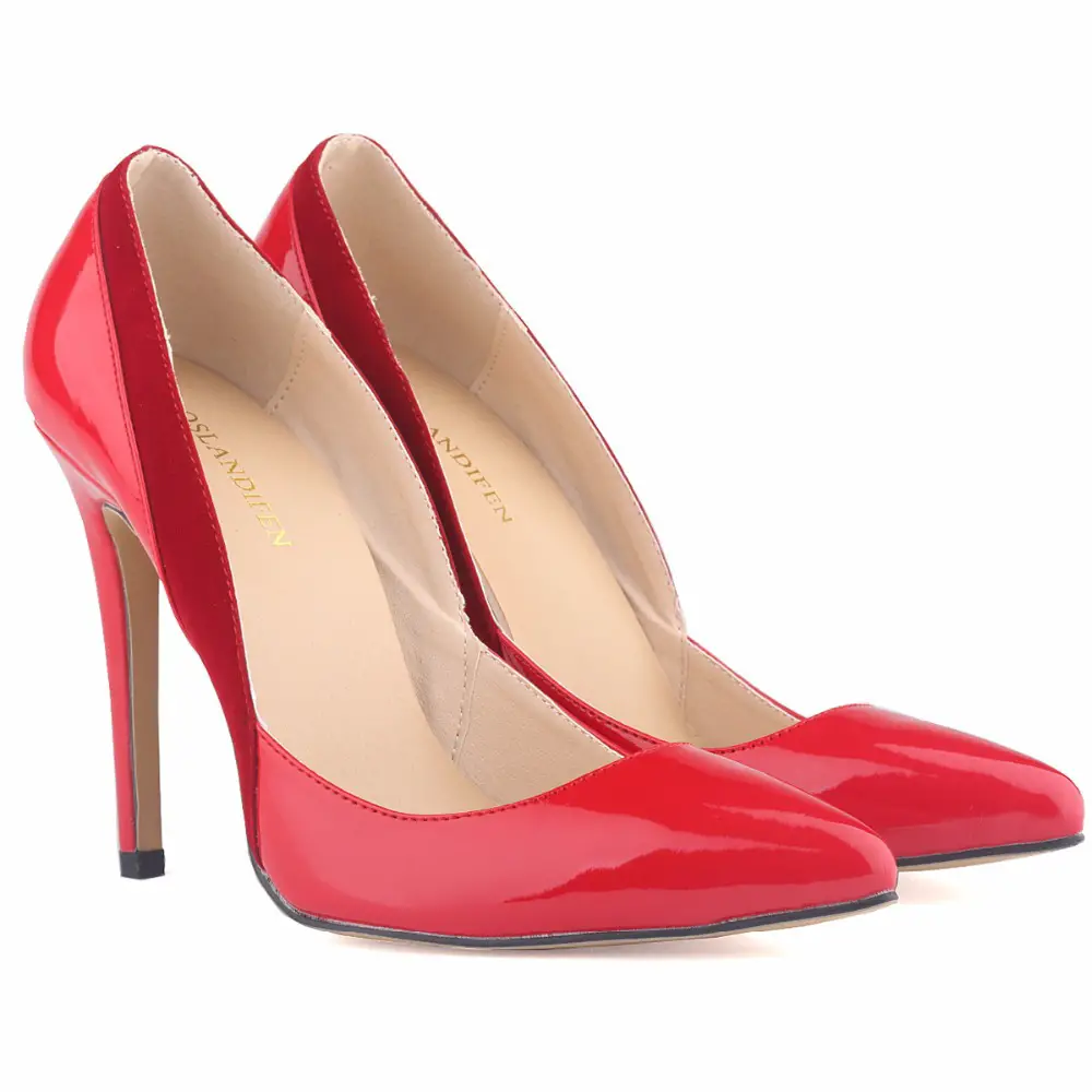 2015 Red Sole Women 11cm high heels work pumps sexy women shoes big US ...