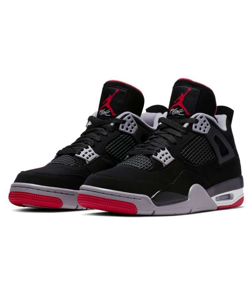 AIR JORDAN Retro 4 Bred Running Shoes Black: Buy Online at ...
