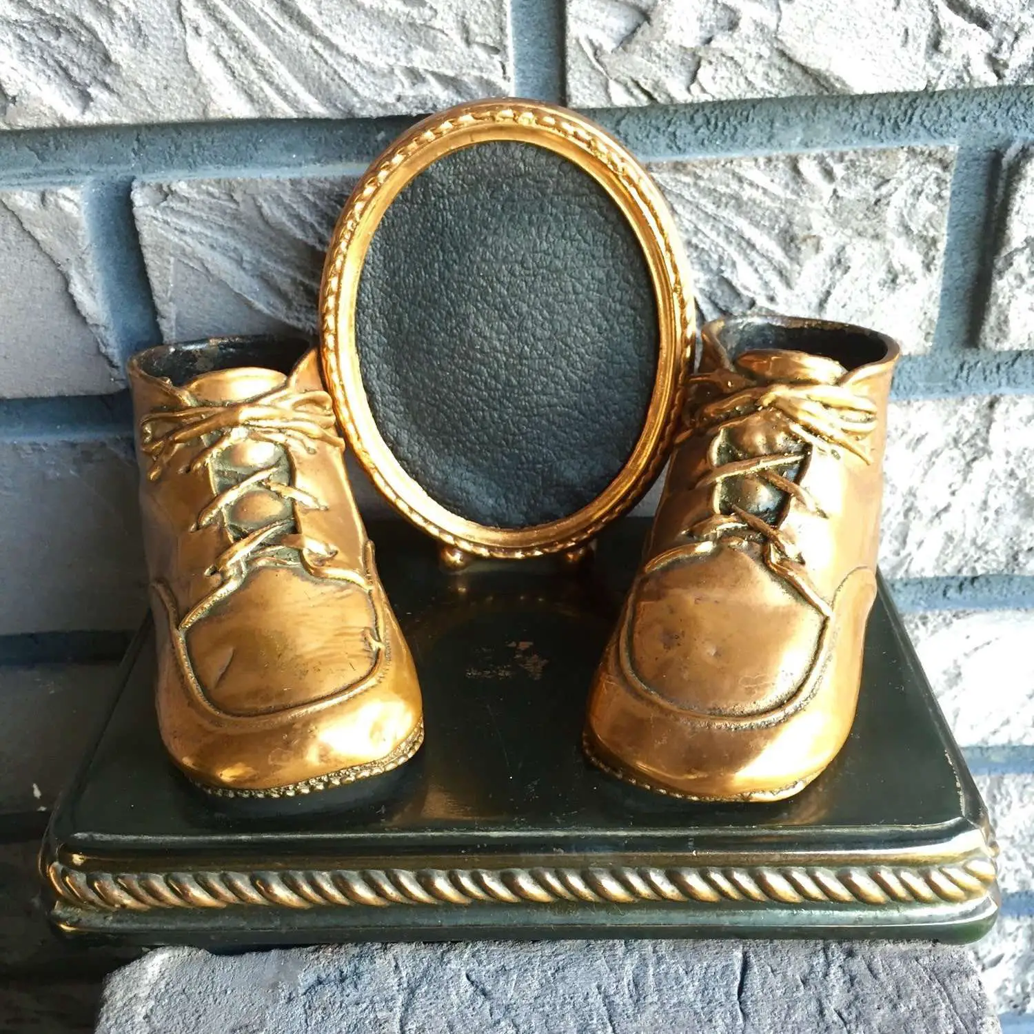 Antique Bronzed Baby Shoes with Picture Frame FREE by ...