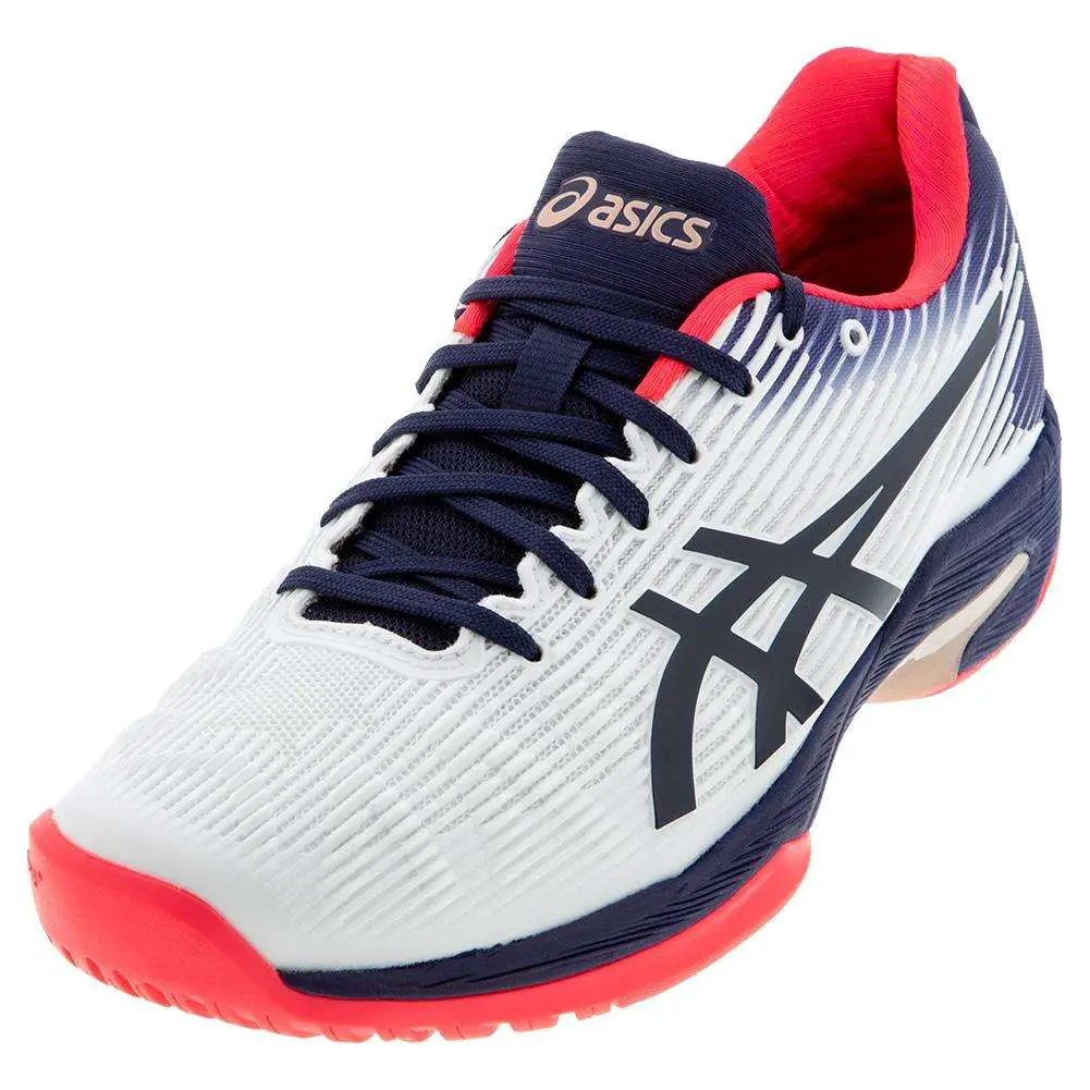 Asics Women`s Solution Speed FF Tennis Shoes White and Peacoat ( )