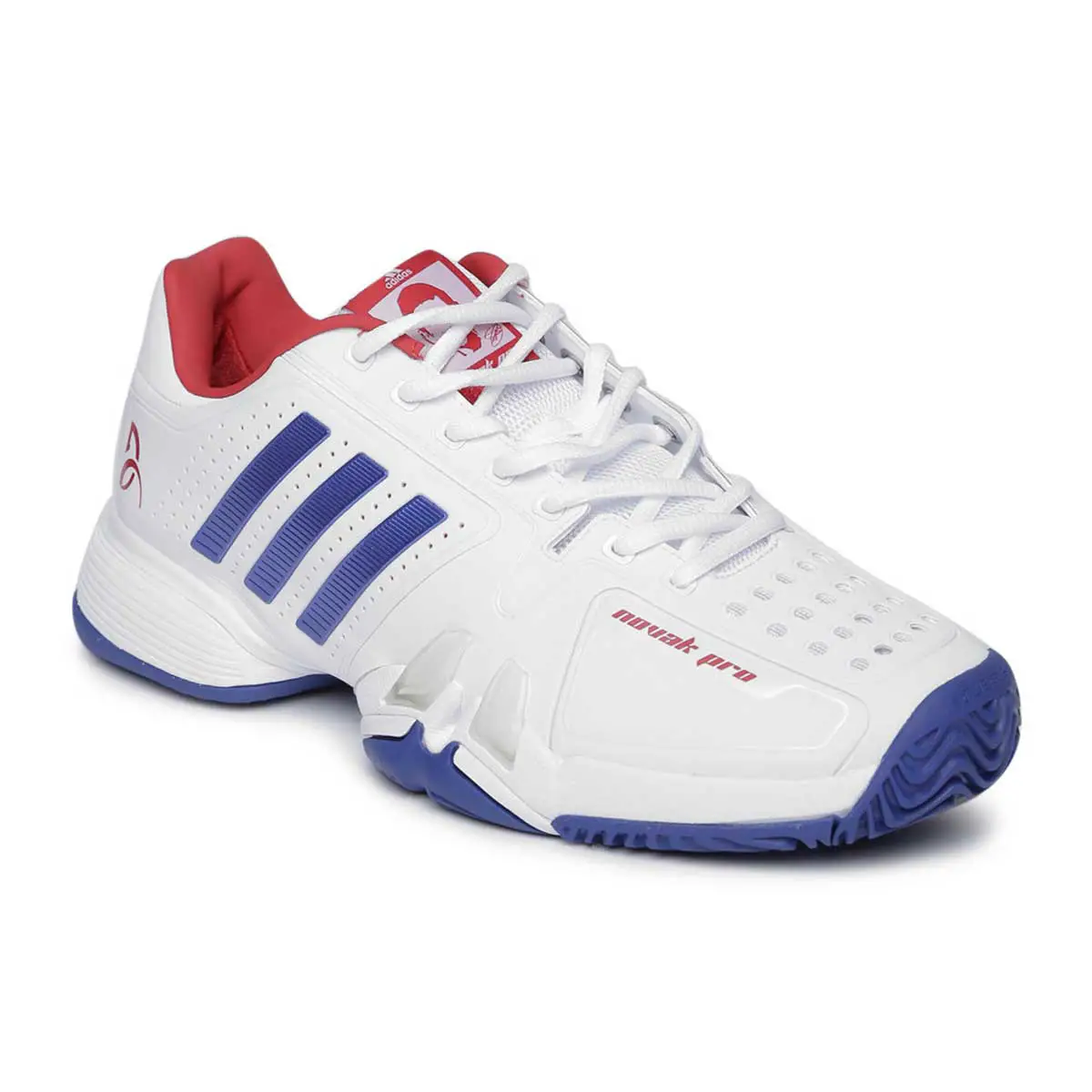 Buy Adidas Novak Pro Tennis Shoes (White/Royal/Scarlet) Online