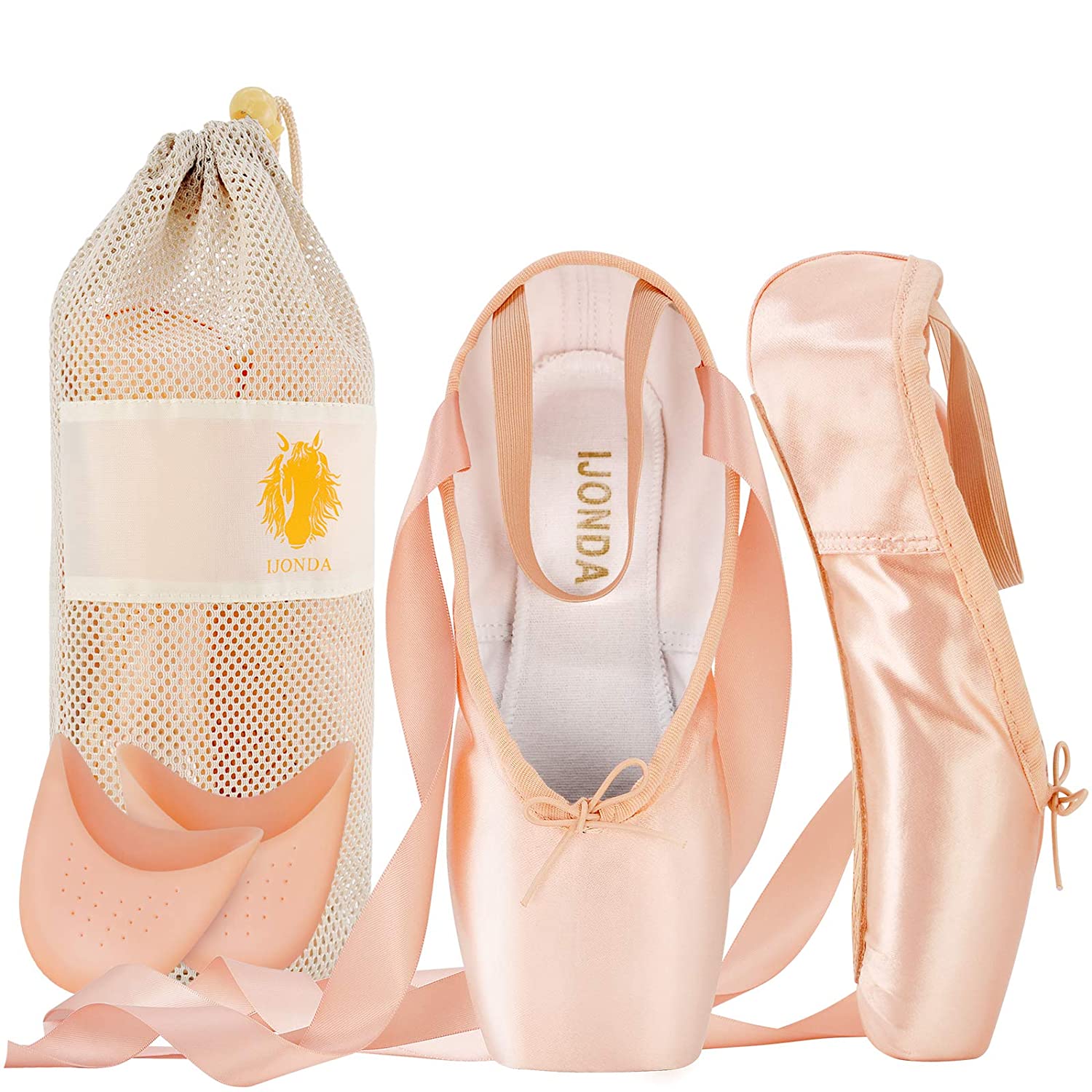 Buy IJONDA Professional Ballet Pointe Shoes for Womens Pink Satin ...