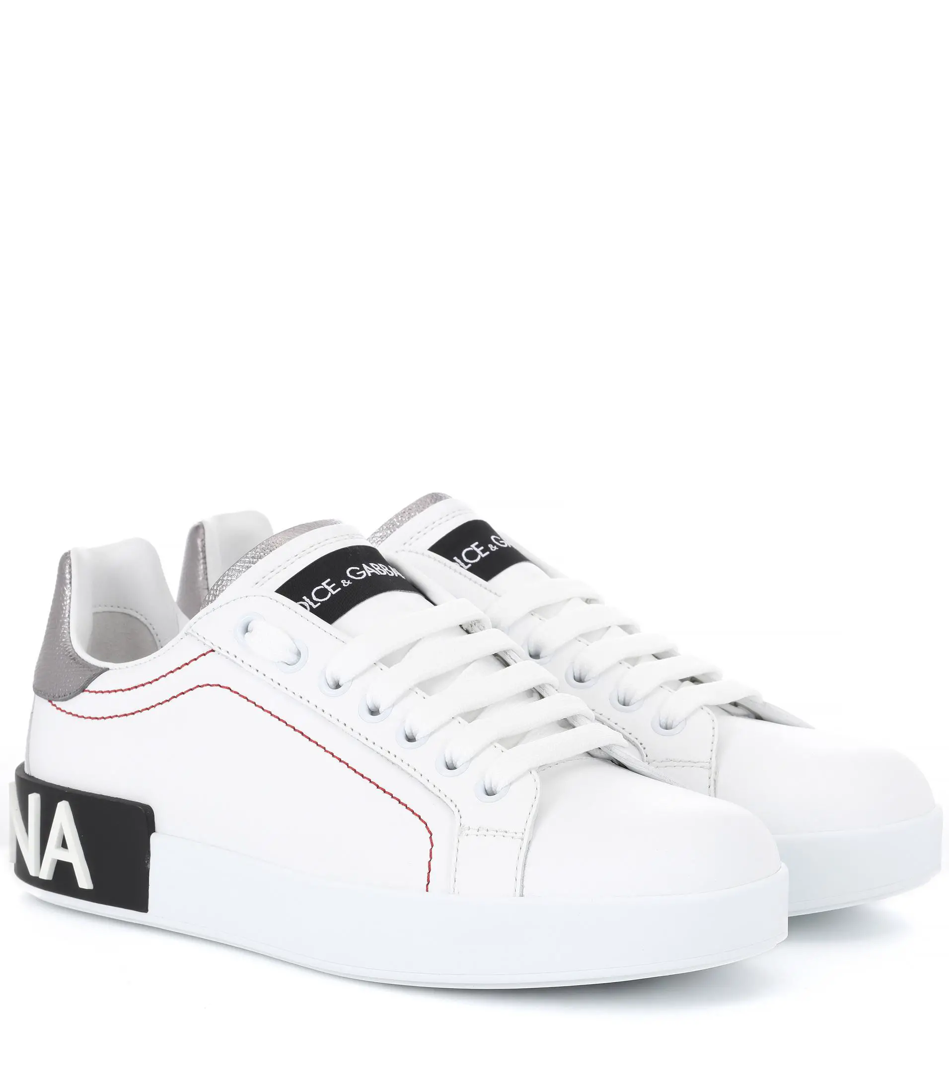 Dolce &  Gabbana Portofino Leather Sneakers in White
