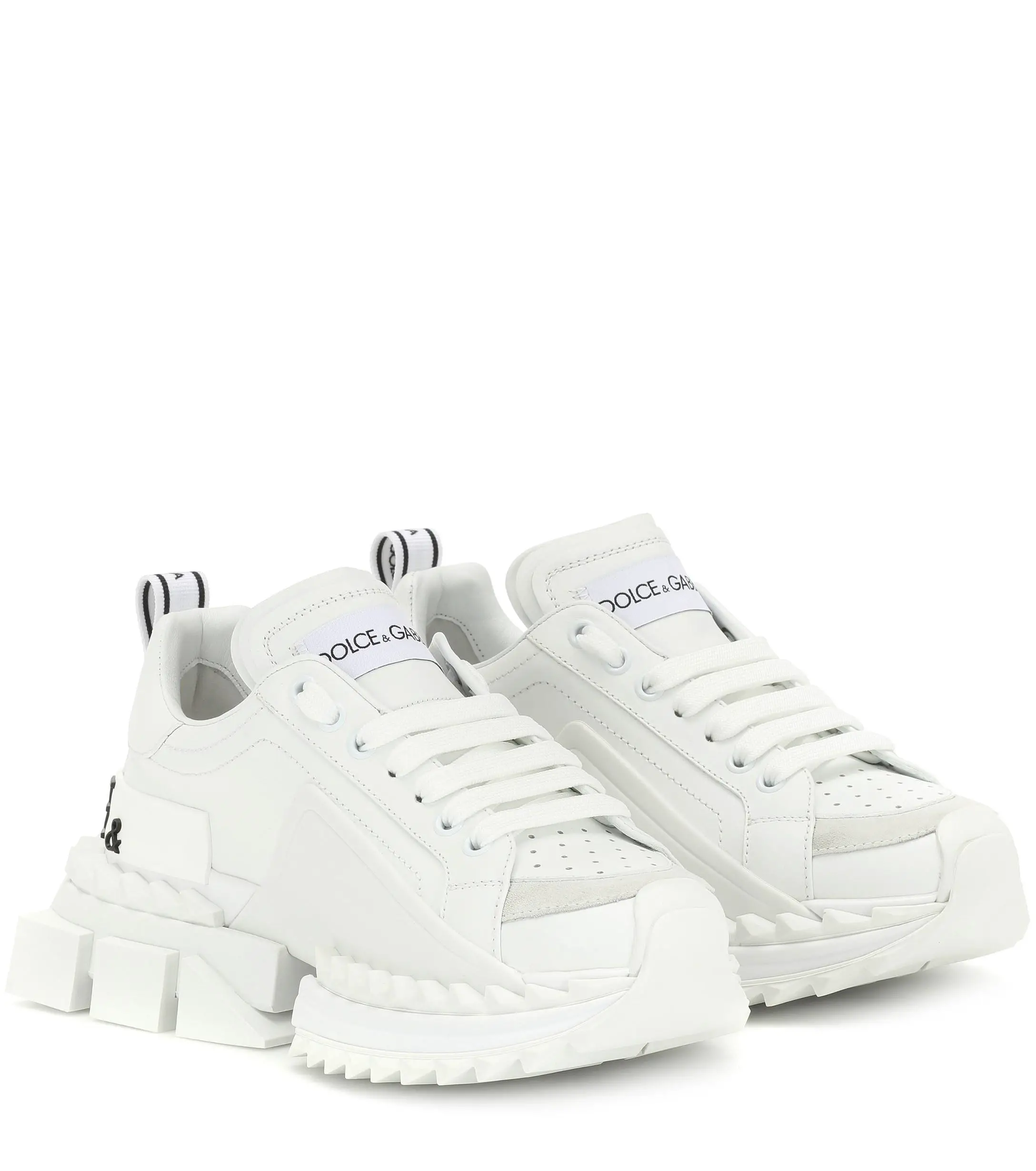 Dolce &  Gabbana Super Queen Leather Sneakers in White