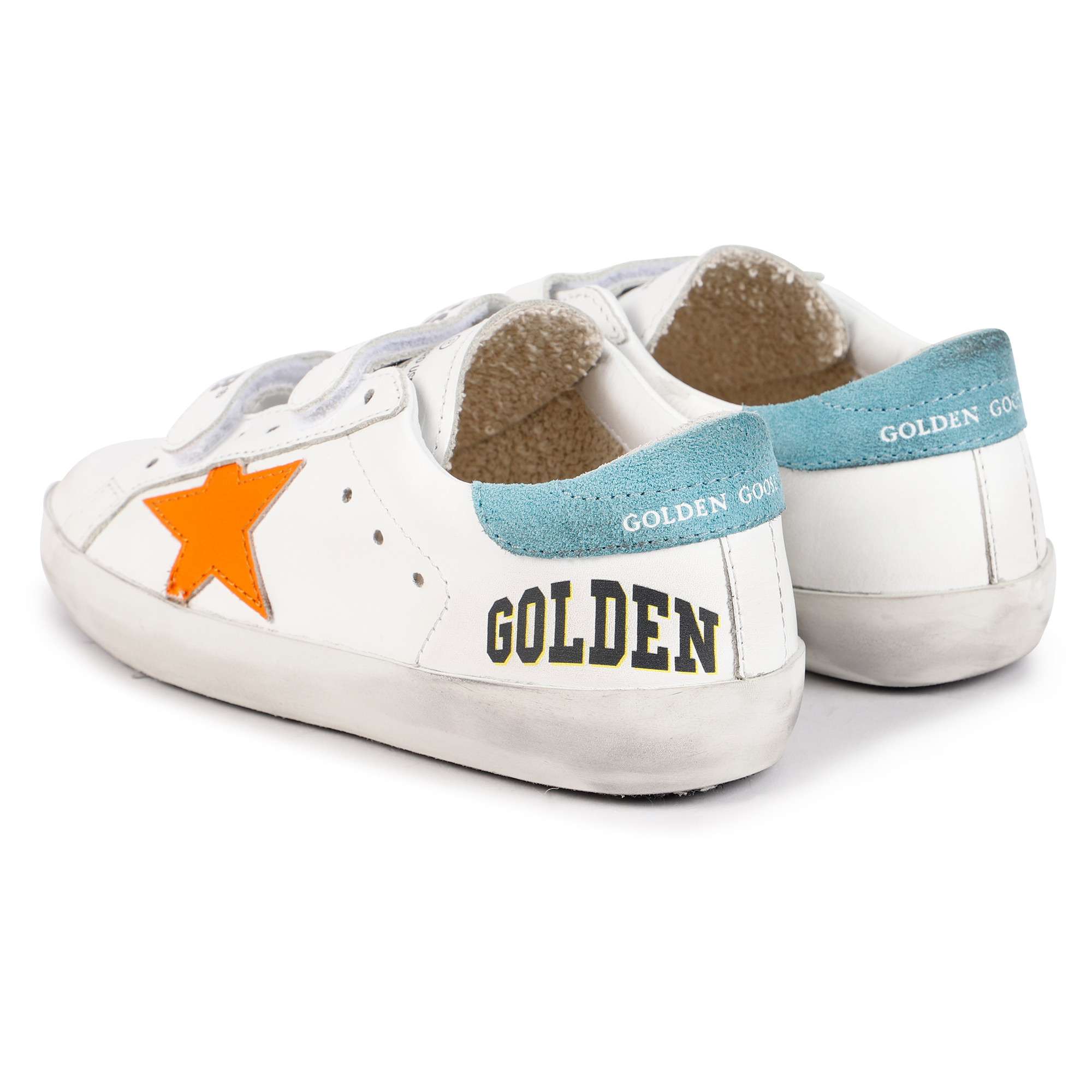 Golden Goose Logo Velcro Sneakers in White  BAMBINIFASHION.COM