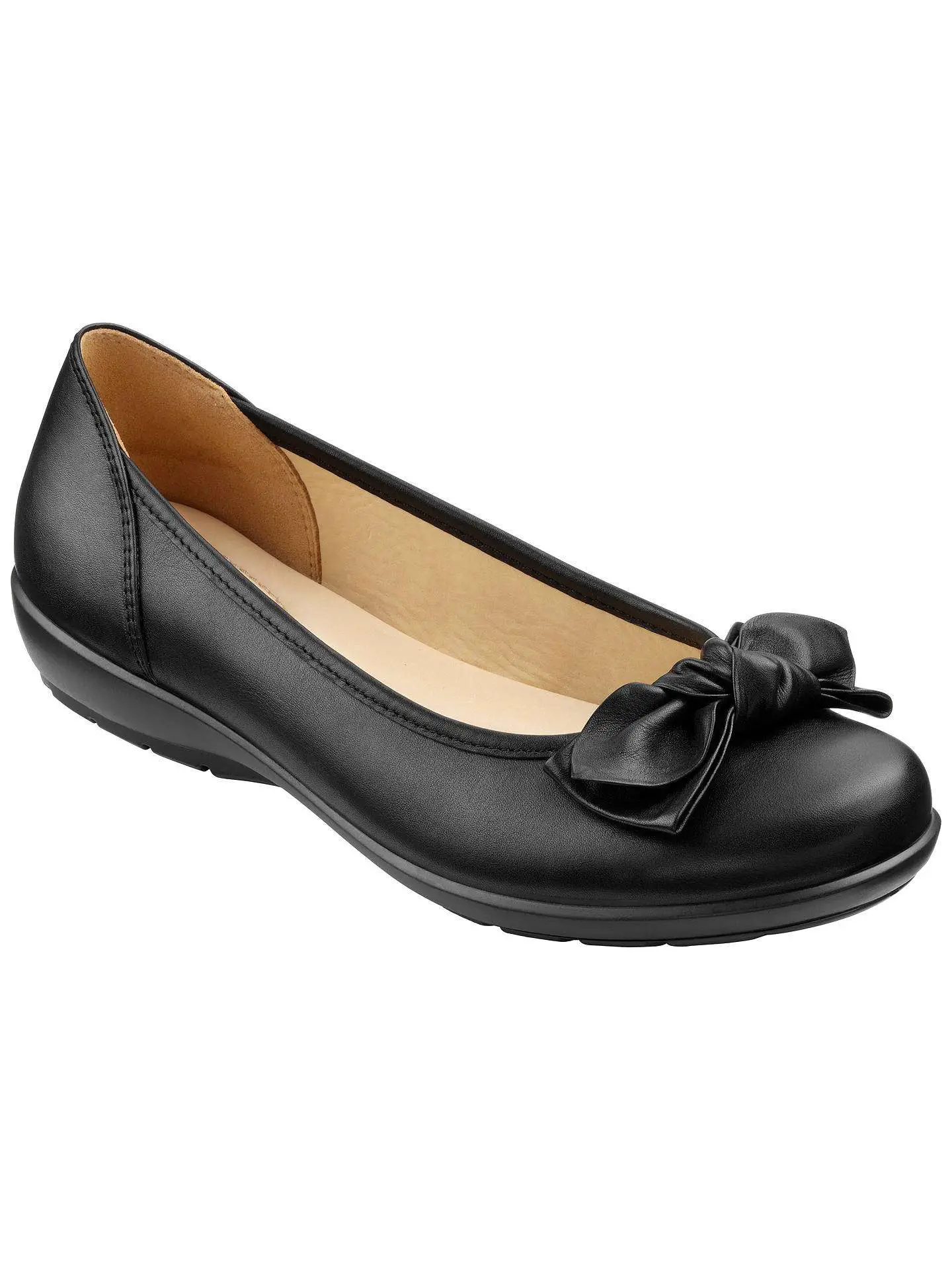 Hotter Made in England Jewel Leather Ballet Pumps, Black ...