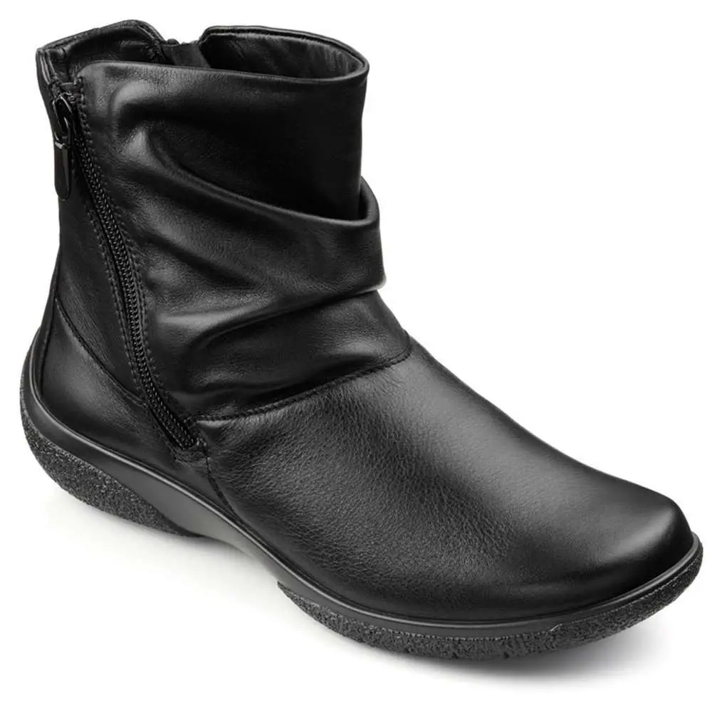 Hotter Womens Whisper Extra Wide Black Leather Ankle Boots