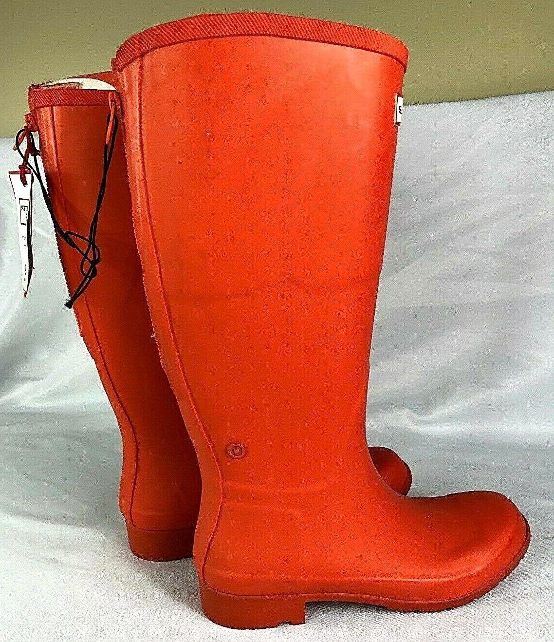 Hunter Rubber Tall Rain Boots Orange Women