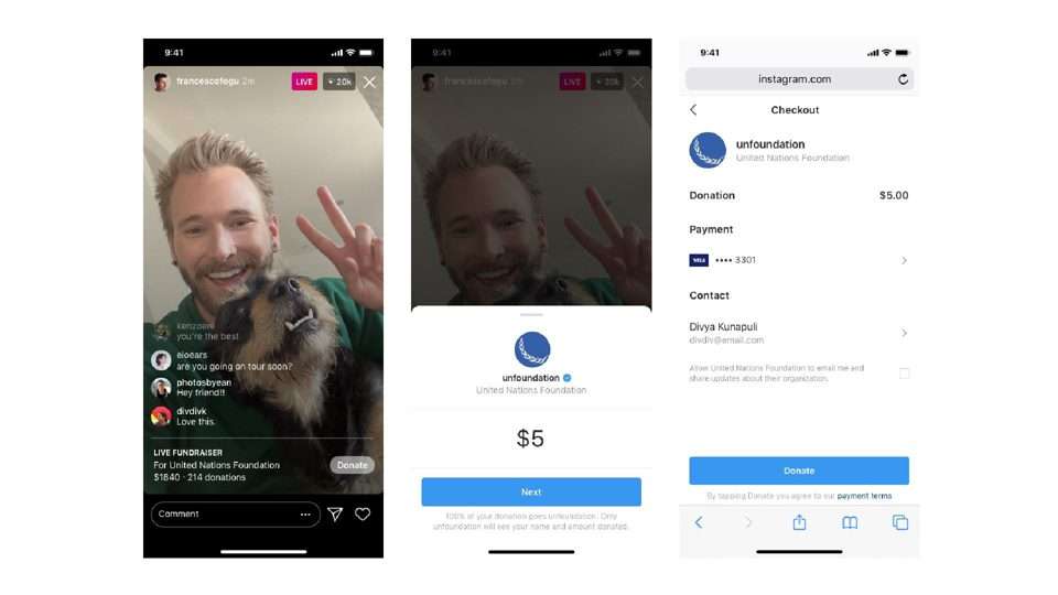 Instagram Live offers a new way to start a fundraiser
