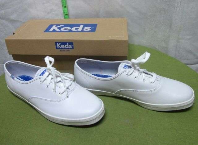 KEDS tennis shoes Champion White Leather womenâs size 10 flats NWT new ...