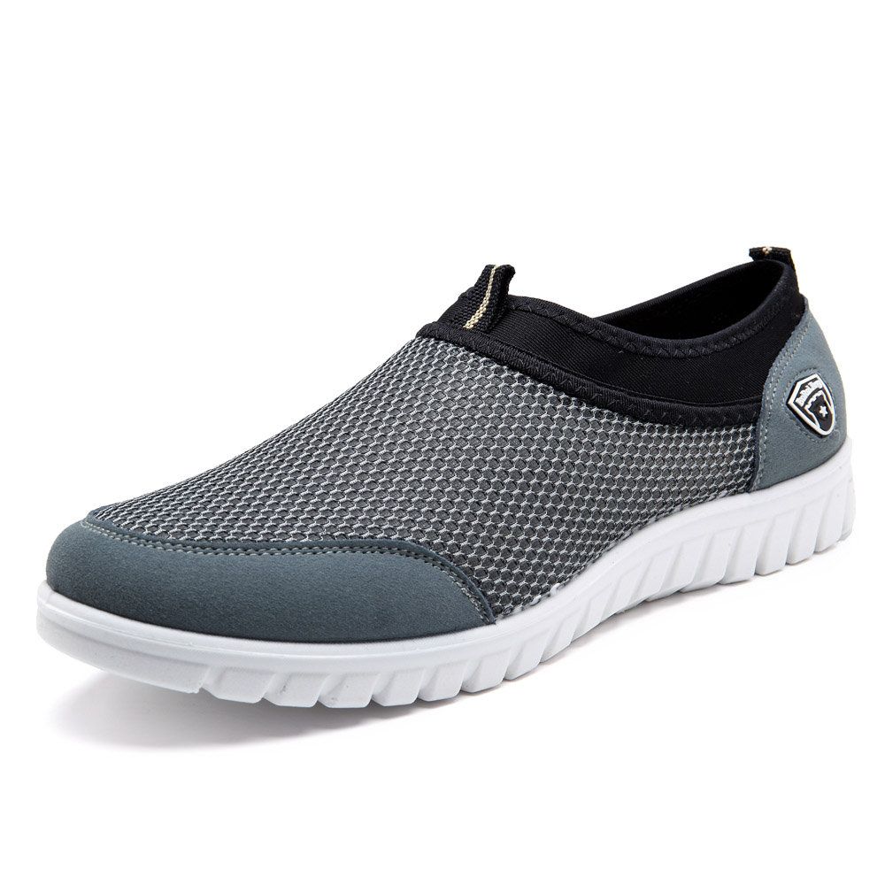 Large Size Men Mesh Soft Slip On Walking Shoes Casual Running Sneakers ...