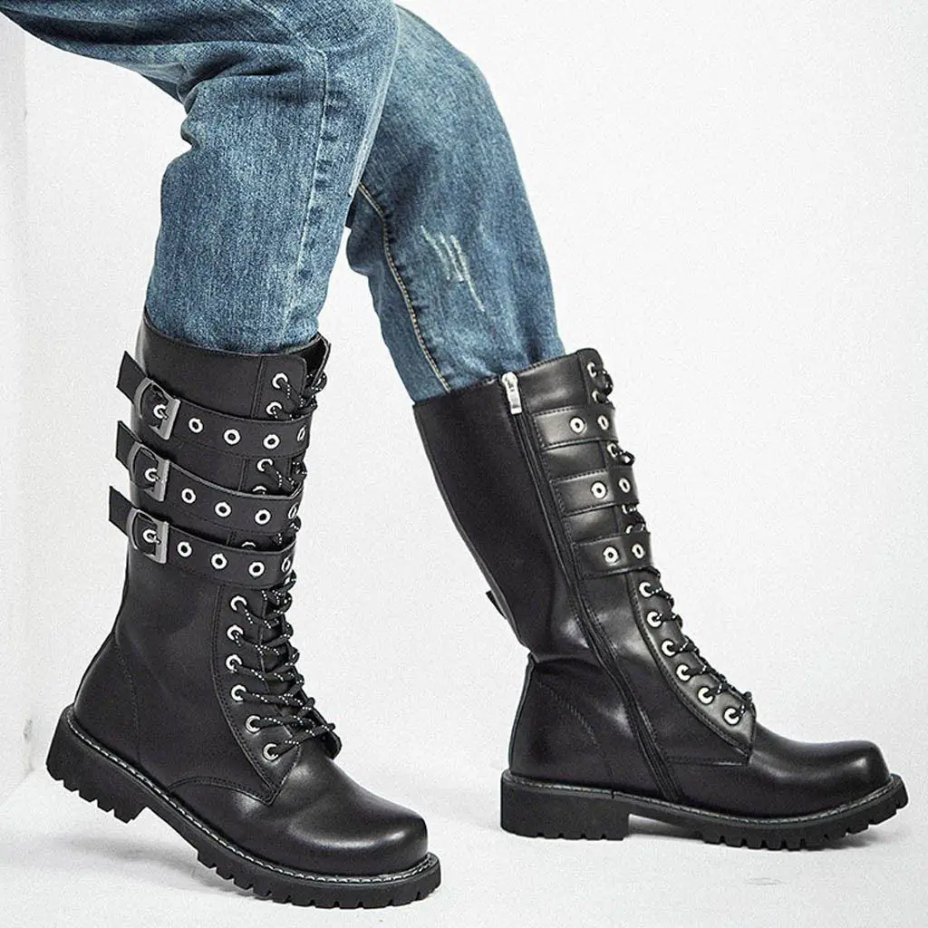Leather Biker Boots / Mid