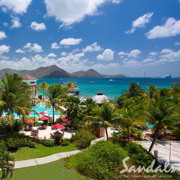 Look out to Rodney Bay at Sandals Grande St. Lucian.
