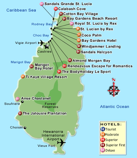 Map Of Sandals Resorts In St Lucia