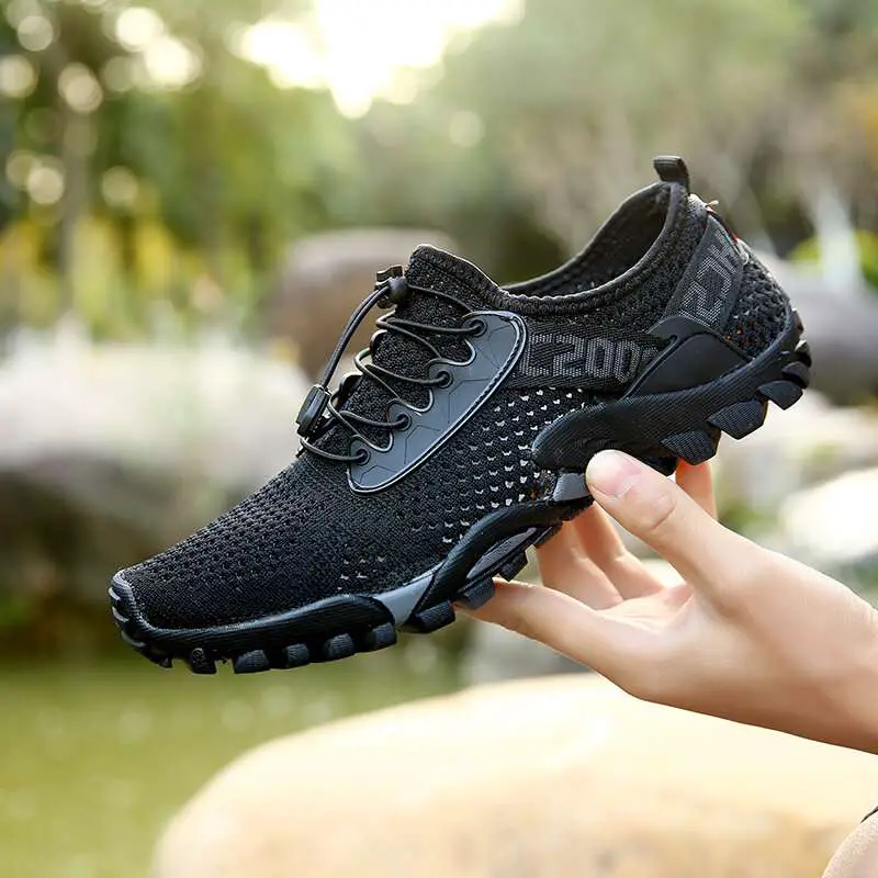 Men Knitted Fabric Water Wadding Shoes Outdoor Slip Resistant Sneakers ...
