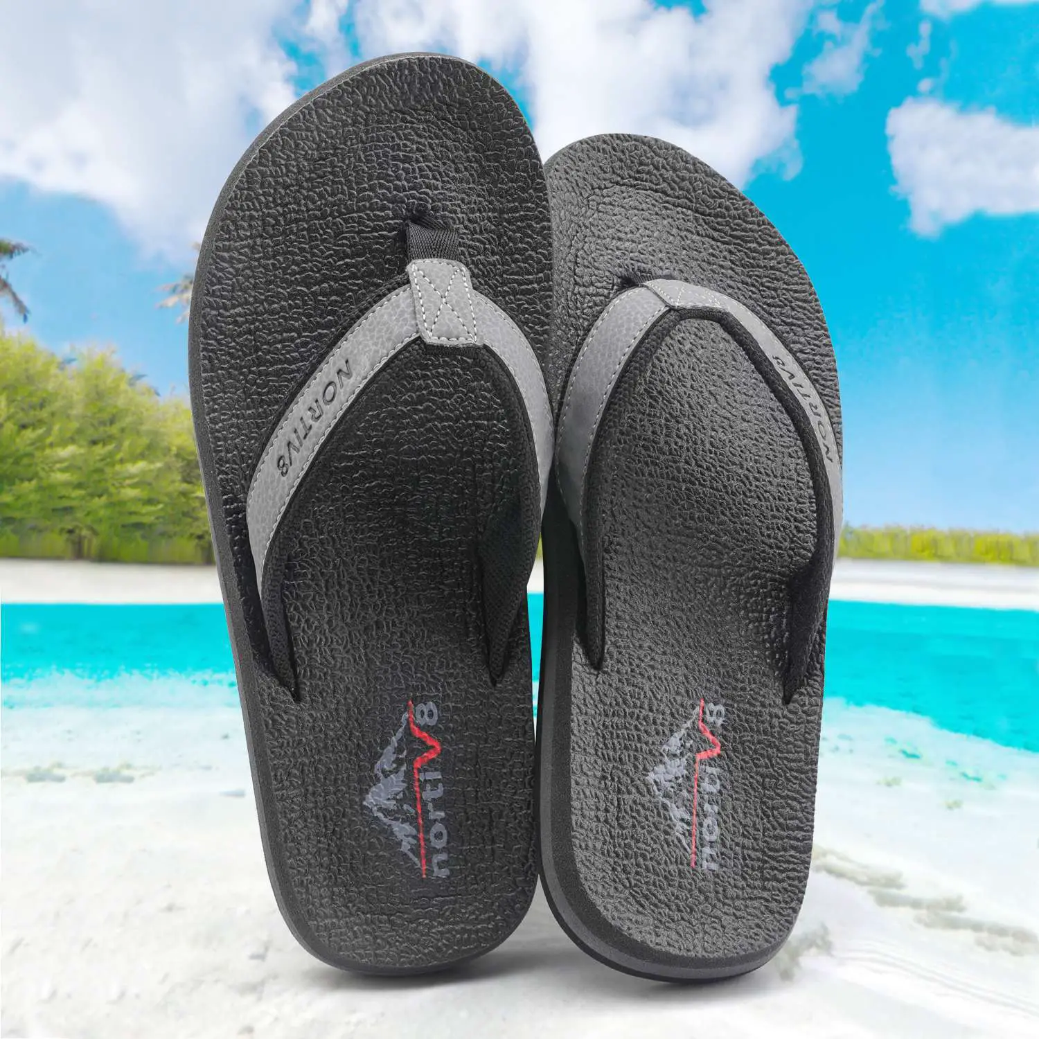 Mens Flip Flops Beach Sandals Lightweight Rubber Sole Comfort Thongs ...