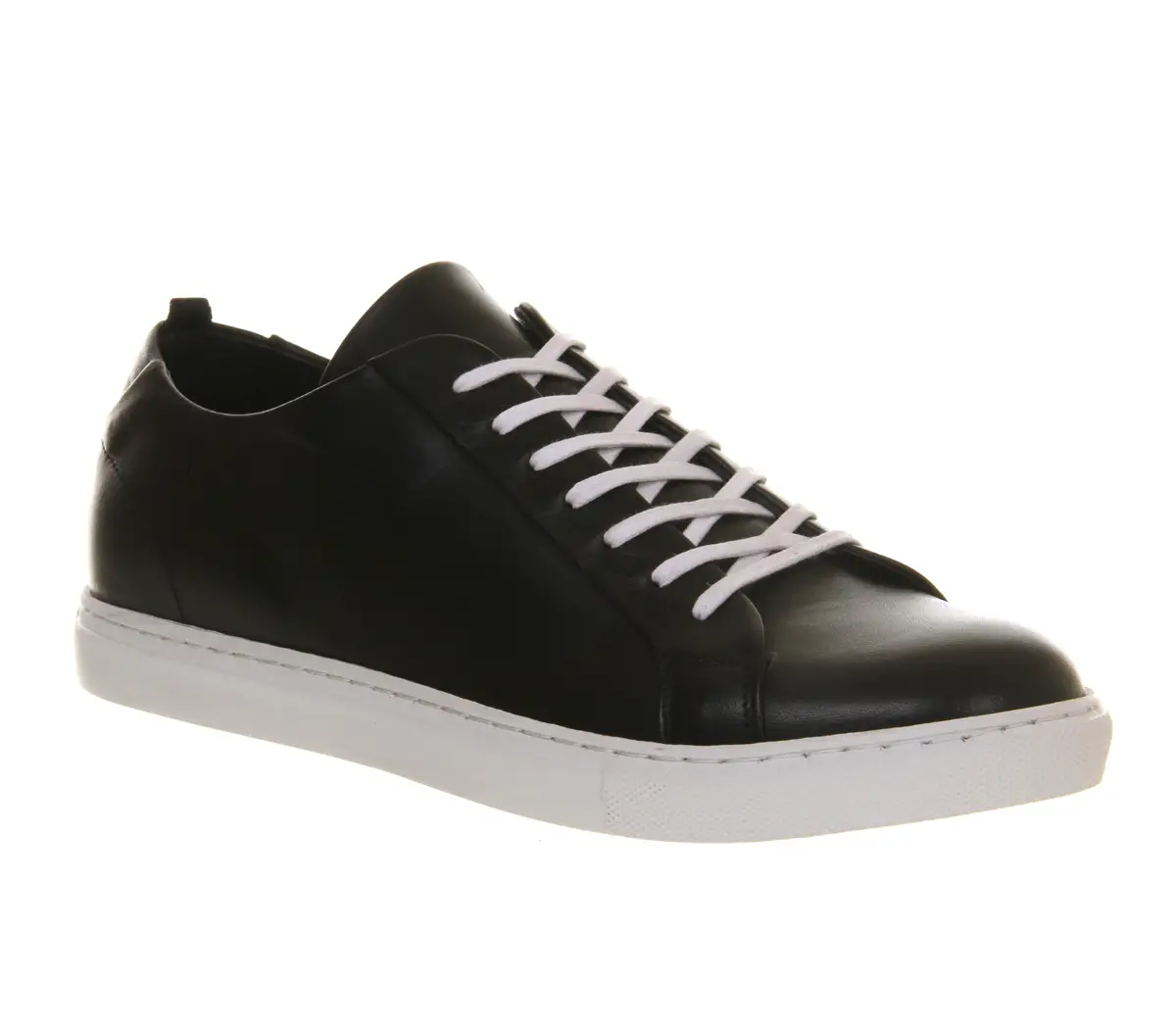 Mens Poste Matteo Sneaker BLACK LEATHER WHITE SOLE Casual Shoes