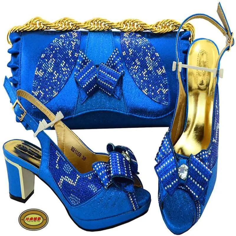MM1059 Selling Fast Royalblue Italian Shoes And Bags Women ...