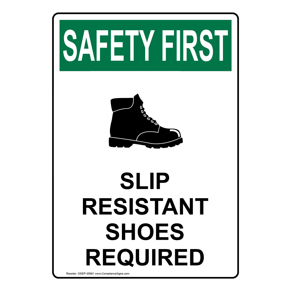 Portrait OSHA Safety Shoes Required Sign With Symbol OSEP ...