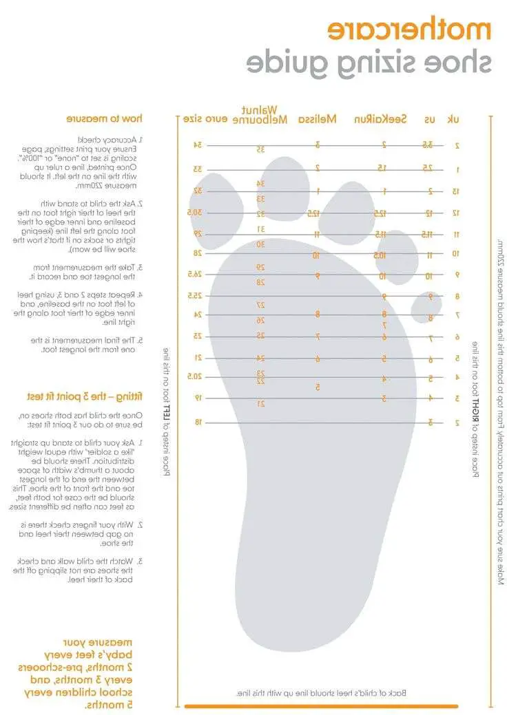 Printable Shoe Size Chart For Toddlers Nike Toddler Size ...