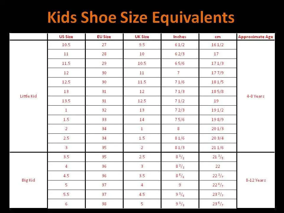 QatiQue cLoSet: Childrens Shoe Size Chart