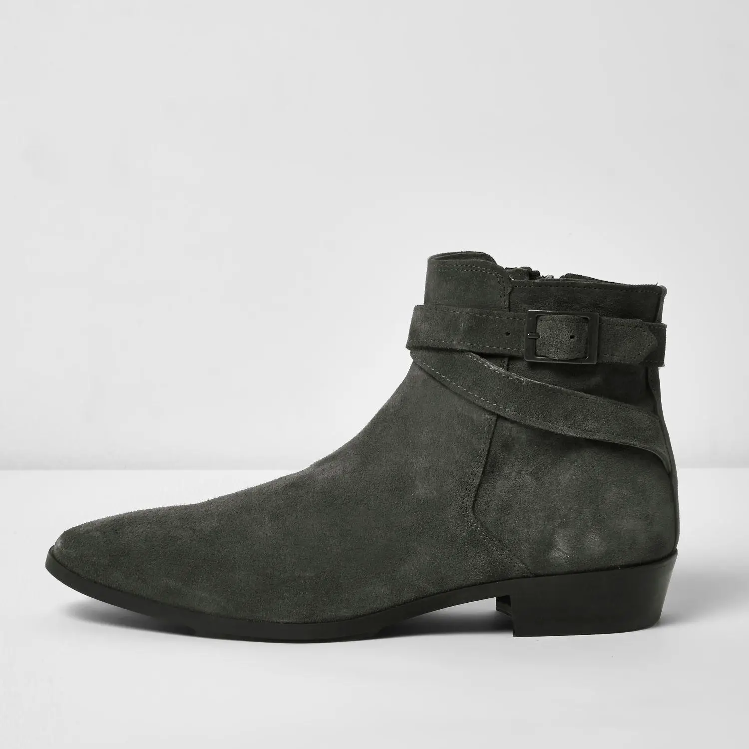 River island Dark Grey Suede Chelsea Boots in Gray for Men