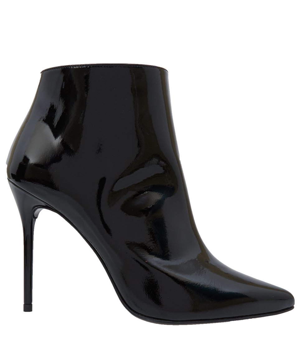 Stuart Weitzman Black Hitimes Patent Leather Stiletto Ankle Boots in ...