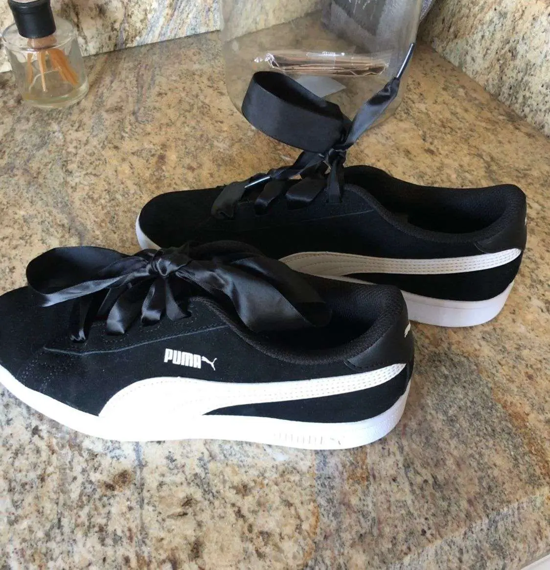 These Black Puma shoes are super cute with the shoelaces making a cute ...
