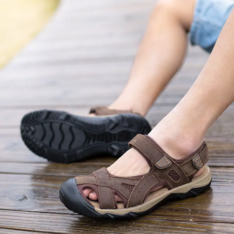 Top Quality Mens Sandals Outdoor Genuine Leather Summer Cool Light ...