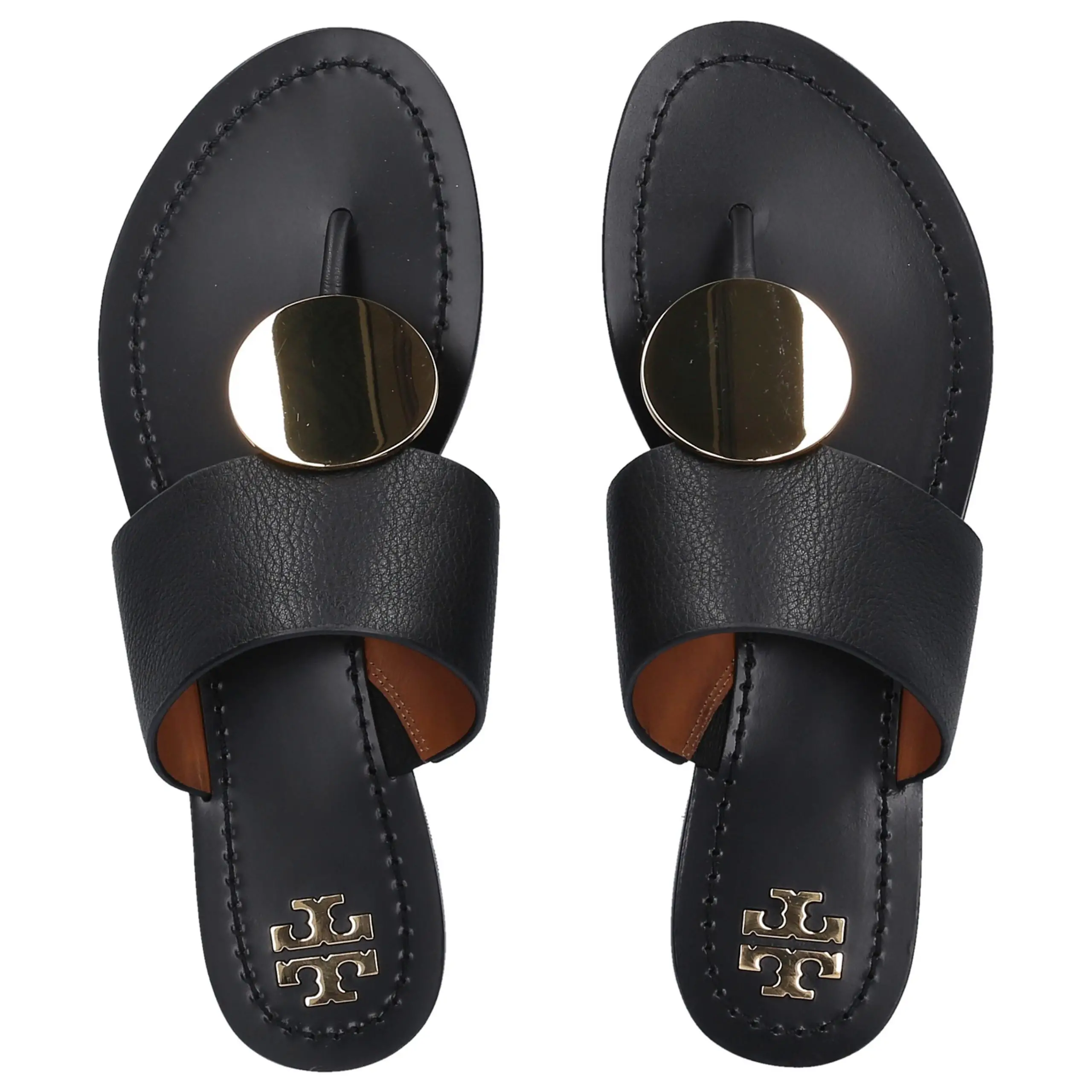 Tory Burch Leather Flip Flops Patos in Black