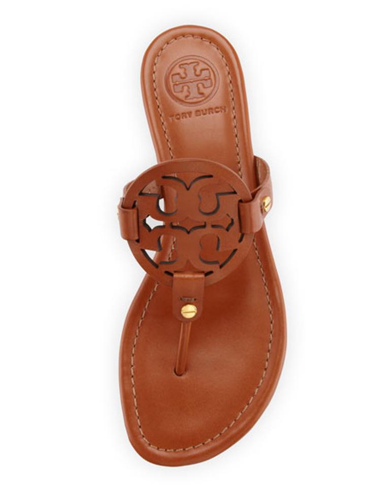 Tory Burch Miller Leather Logo Thong Vintage Vachetta Sandals