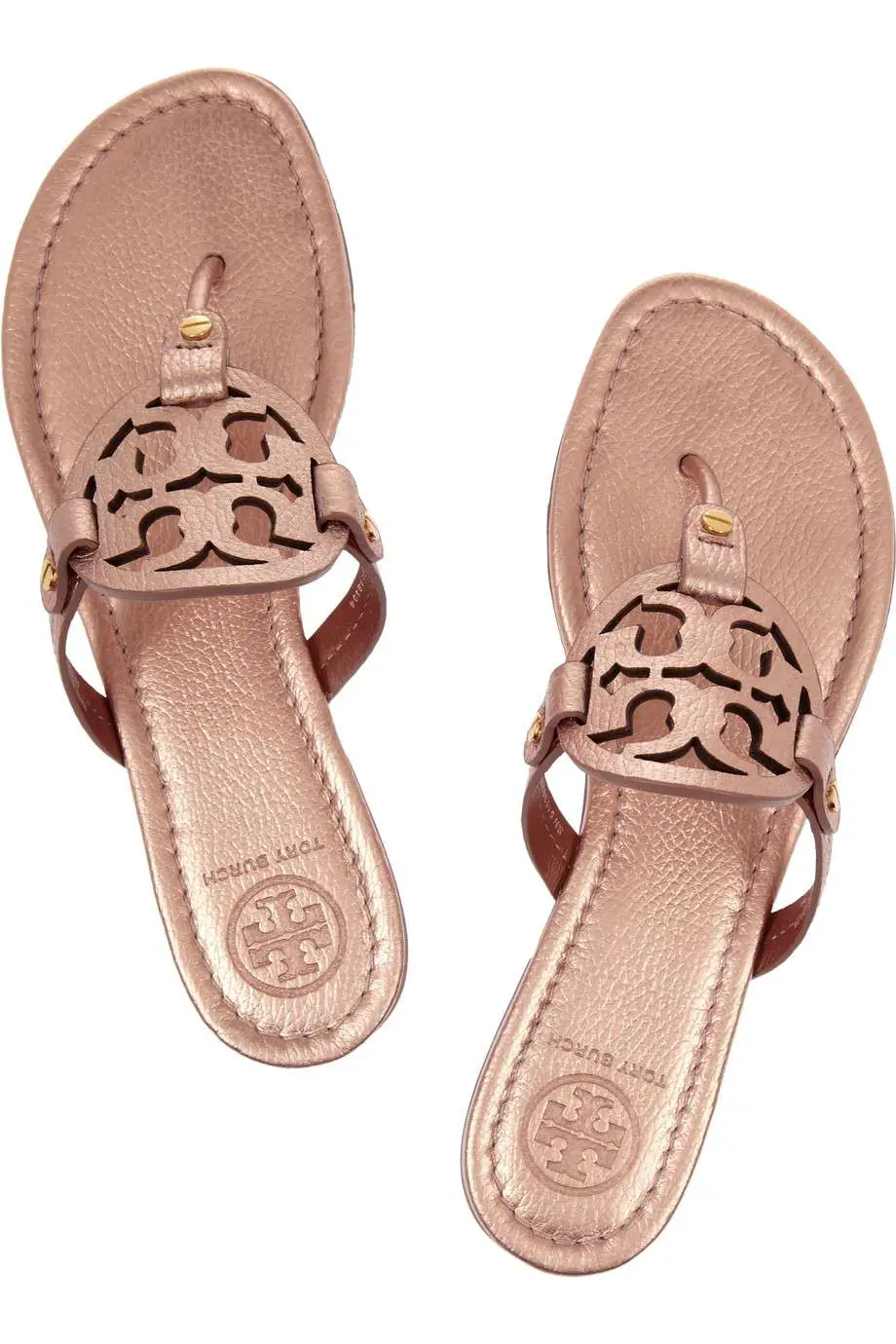 Tory Burch Miller Metallic Leather Sandals in Rose Gold (Pink)