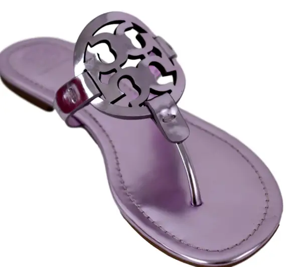 Tory Burch NEW Miller Rosa Mirror Metallic Flat Sandals ...