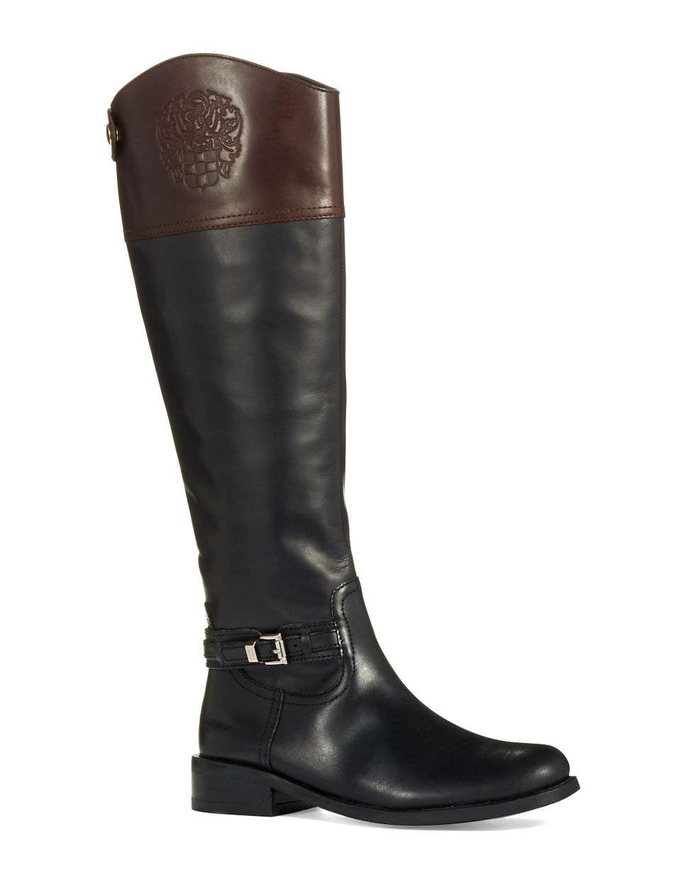Vince Camuto Kable Wide Calf Riding Boots in Black (Black/Brown)