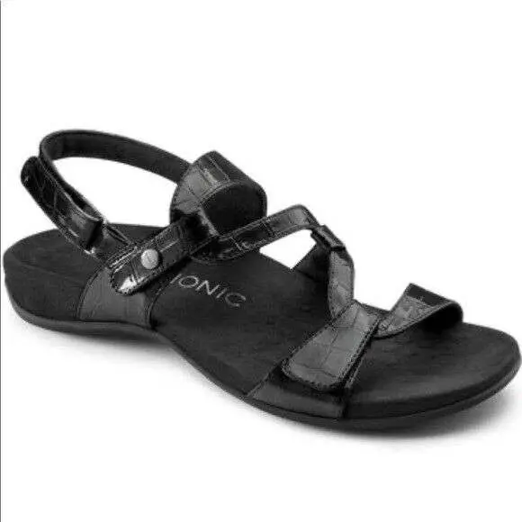 Vionic Paros Backstrap Sandal Black patent croc comfort ...