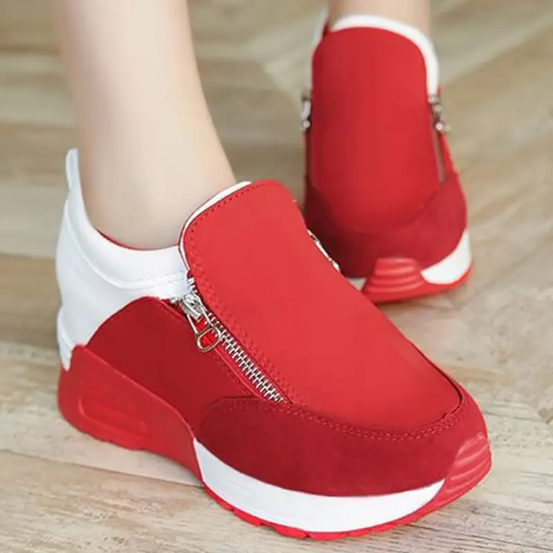 Zipper Wedge sneakers for women Large size 35 42 Designer Casual shoes ...